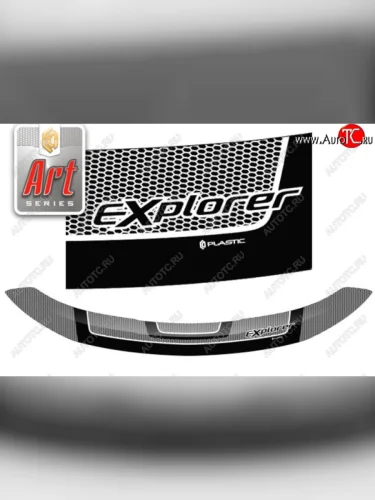 Дефлектор капота CA-Plastiс exclusive (Серия Art черная) Ford Explorer U502 1-ый рестайлинг, 5 дв. (2015-2018)