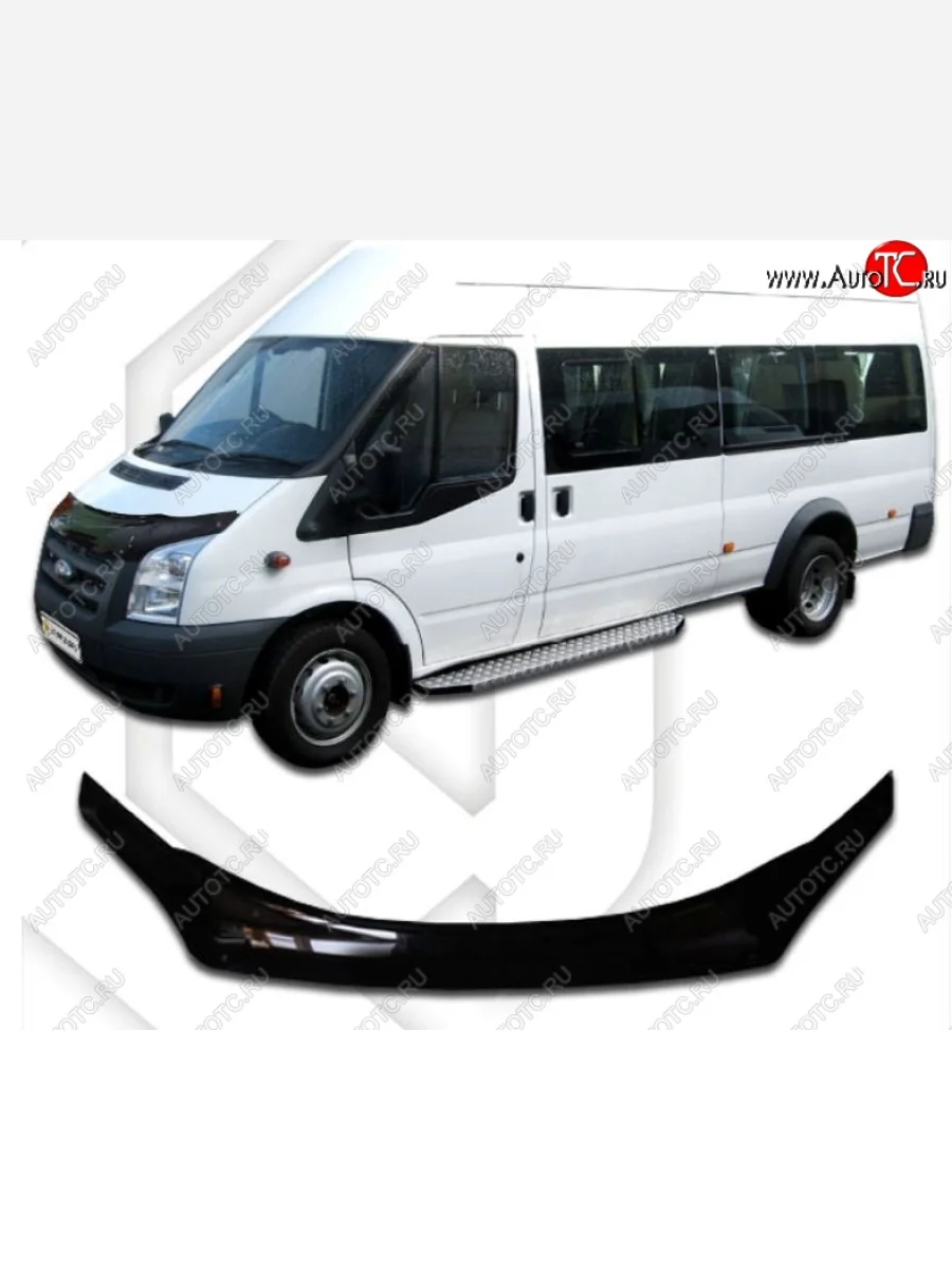 Дефлектор капота CA-Plastiс Ford Transit цельнометаллический фургон (2006-2014) (Classic черный, Без надписи)  в Самаре Самарской области