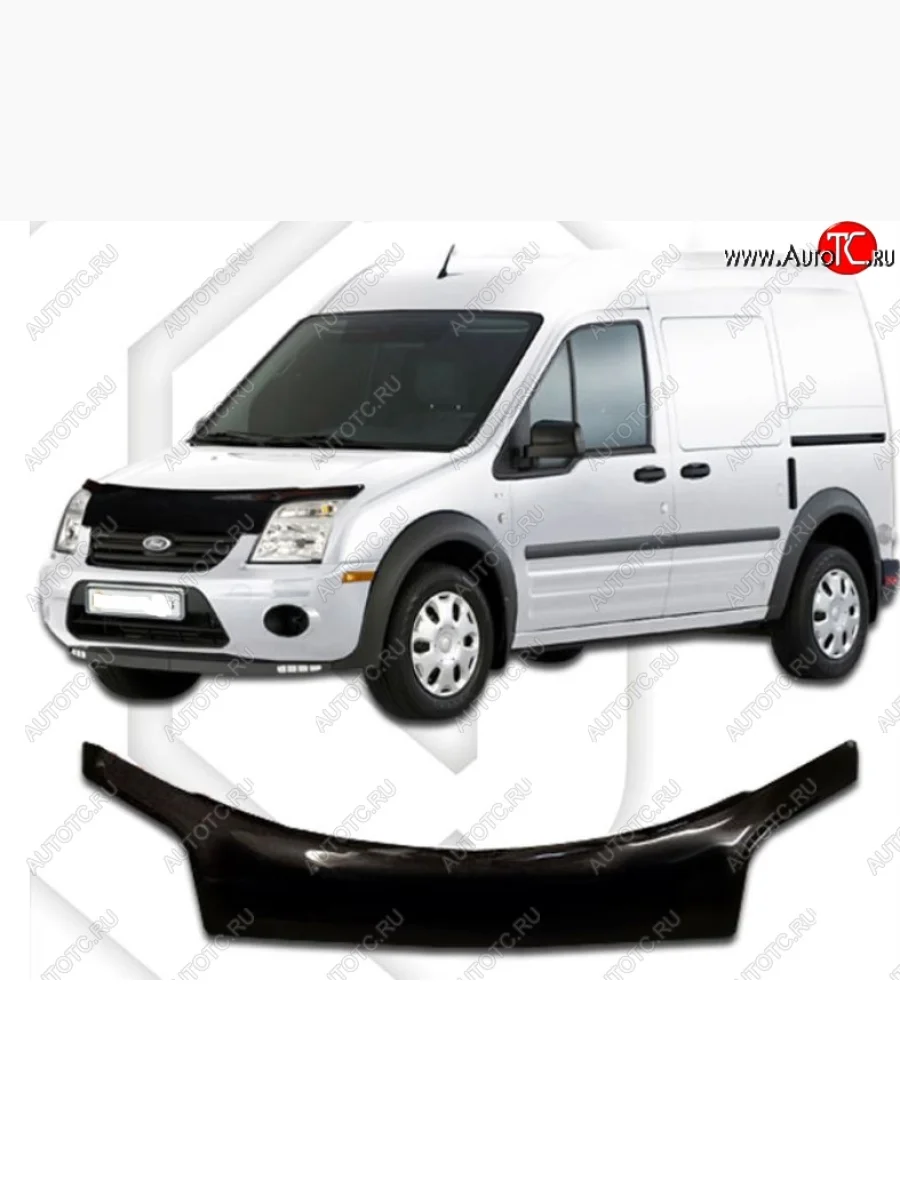 Дефлектор капота CA-Plastiс exclusive Ford Transit Connect (2002-2009) (Classic черный, Без надписи)  в Керчи Республика Крым