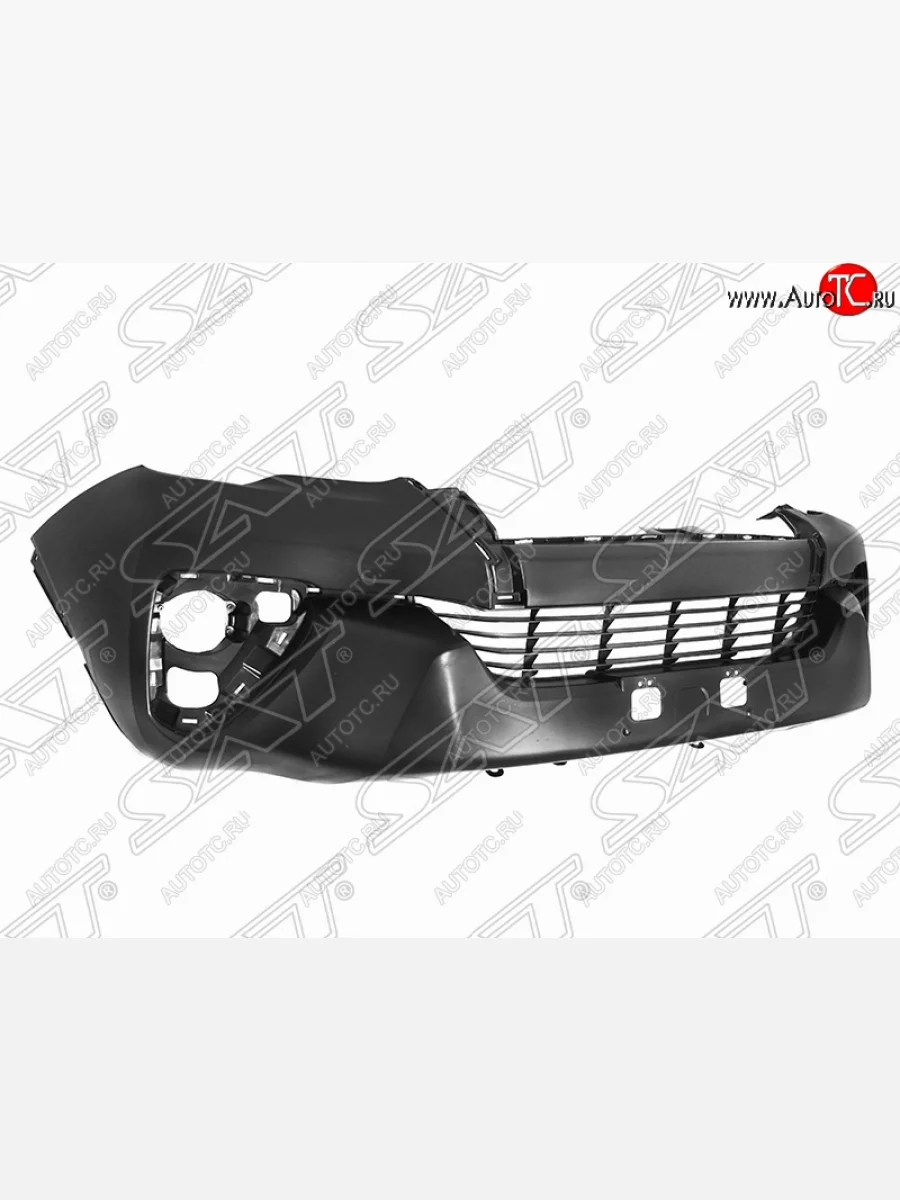Передний бампер (с решеткой) SAT Toyota Fortuner AN160 дорестайлинг (2015-2020) (Неокрашенный)  в Самаре Самарской области