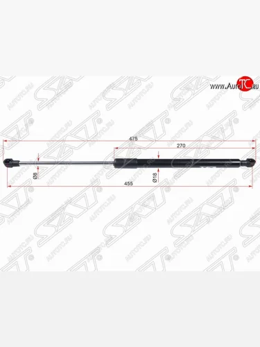 Левый газовый упор крышки багажника SAT Toyota Caldina  T240 (2002-2007) универсал дорестайлинг, универсал рестайлинг