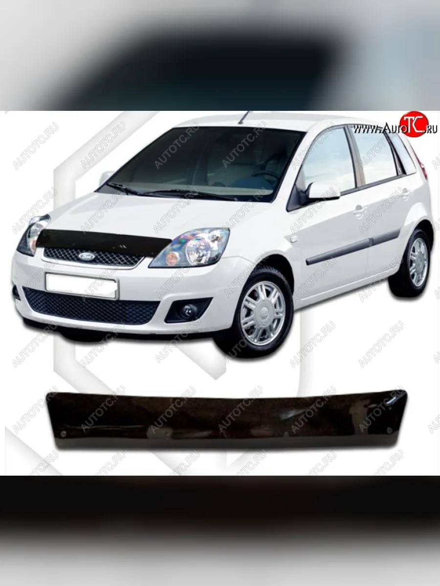 Дефлектор капота CA-Plastiс Ford Fiesta 5 хэтчбэк 5 дв. дорестайлинг (2001-2005) (Classic черный, Без надписи)  в Перми Пермском крае