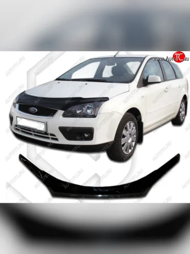 Дефлектор капота CA-Plastiс exclusive (Classic черный) Ford Focus 2 хэтчбэк 3 дв. дорестайлинг (2004-2007)