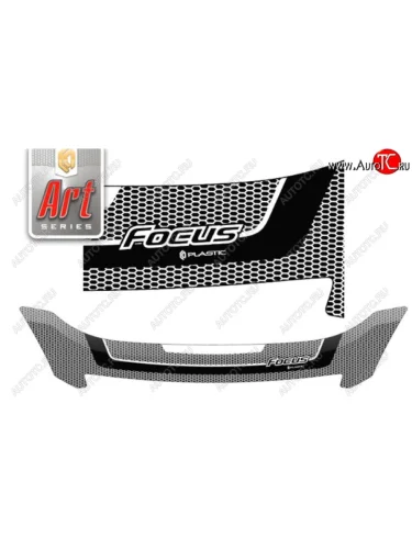 Дефлектор капота CA-Plastiс (Серия Art серебро) Ford Focus 2 седан рестайлинг (2007-2011)