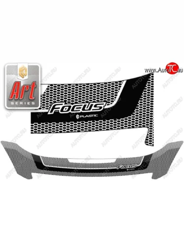 Дефлектор капота CA-Plastiс (Серия Art графит) Ford Focus 2 универсал рестайлинг (2007-2011)