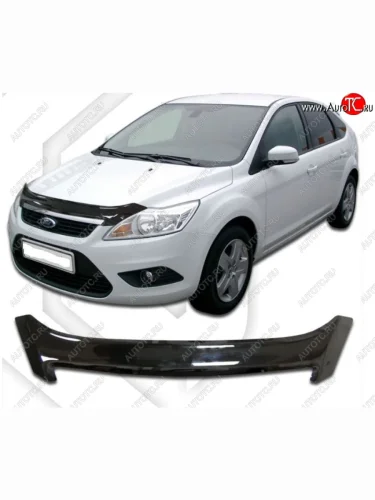 Дефлектор капота CA-Plastiс (Classic черный) Ford Focus 2 хэтчбэк 3 дв. рестайлинг (2007-2011)