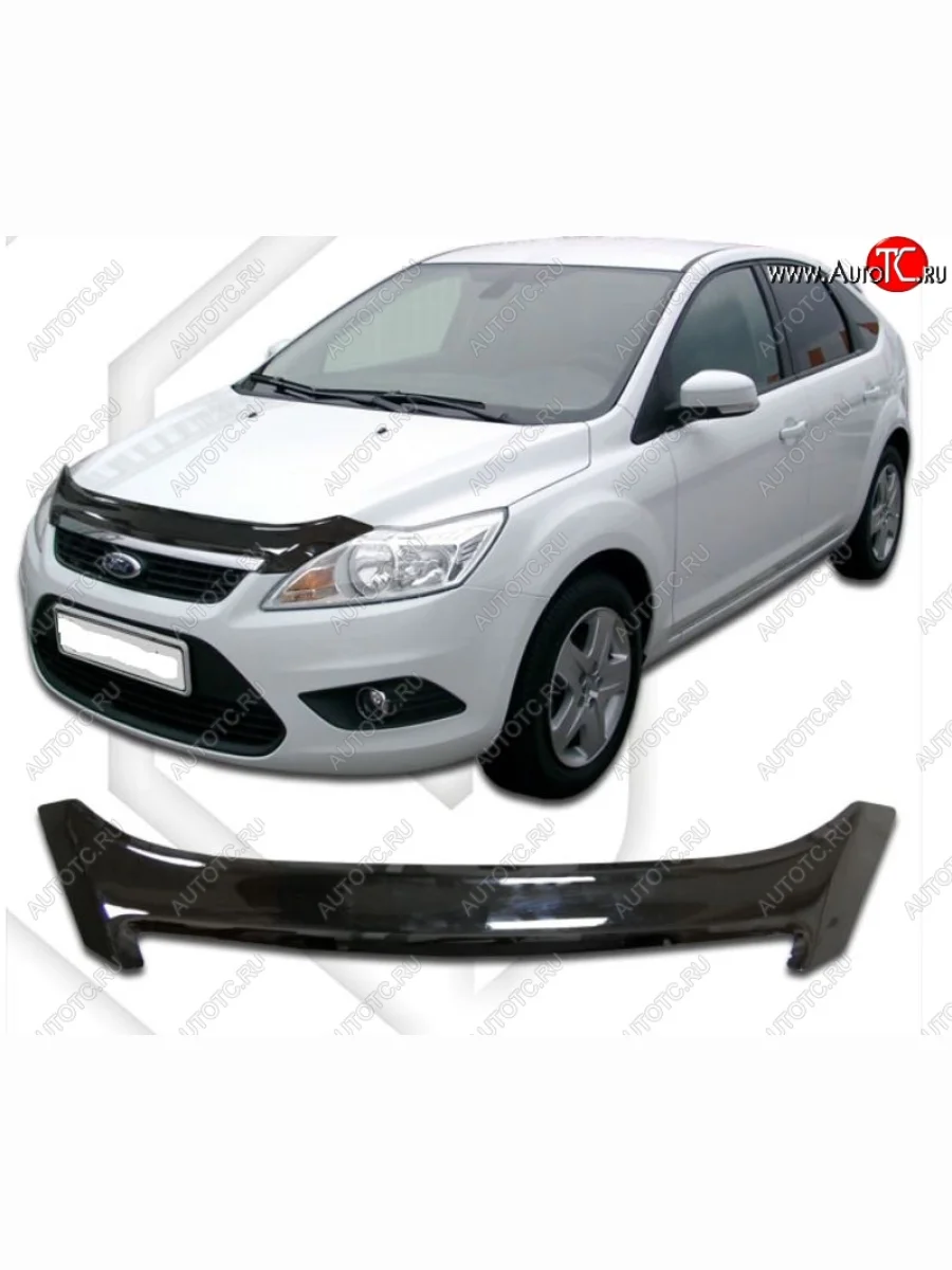 Дефлектор капота CA-Plastiс Ford Focus 2 хэтчбэк 3 дв. рестайлинг (2007-2011) (Classic черный, Без надписи)  в Перми Пермском крае