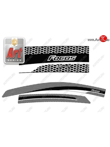 Дефлектора окон CA-Plastic (Серия Art черная) Ford Focus 2 хэтчбэк 5 дв. рестайлинг (2007-2011)