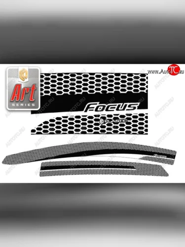 Дефлектора окон CA-Plastic (Серия Art серебро) Ford Focus 3 хэтчбэк дорестайлинг (2010-2015)