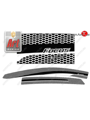 Дефлектора окон CA-Plastic (Серия Art черная) Ford Focus 3 хэтчбэк рестайлинг (2014-2019)
