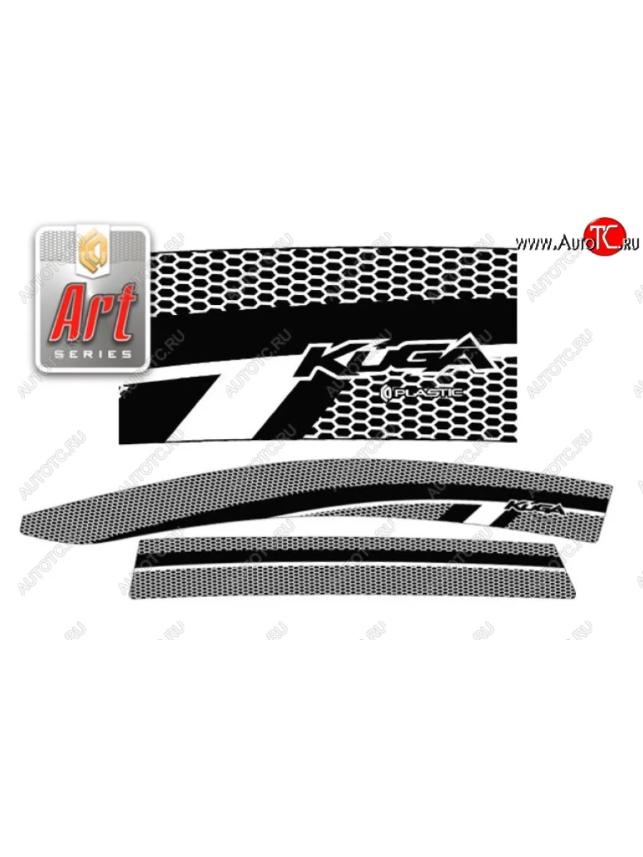 Дефлектора окон CA-Plastic  Ford Kuga (2008-2013) 1 (Серия Art белая, Без хром.молдинга)  в Керчи Республика Крым