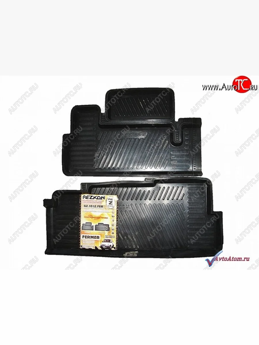Комплект ковриков в салон Rezkon (Фермер, резиновые, 2-й ряд) ГАЗ ГАЗель 3302 1-ый рестайлинг бортовой  (2003-2010)  с доставкой в г. Пермь