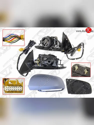 Левое боковое зеркало заднего вида SAT (регул-ка, обогрев, складное, 10 контактов) Audi A4 B6 седан (2000-2006)
