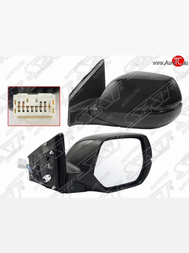 Левое боковое зеркало заднего вида SAT (поворот, обогрев, складное, 9 контактов) Honda CR-V RM1,RM3,RM4 рестайлинг (2014-2018)
