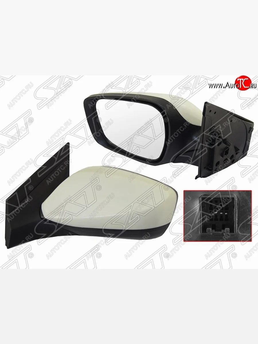 Левое боковое зеркало заднего вида SAT (эл, рег-ка, 3 контакта) Hyundai Solaris RBr седан дорестайлинг (2010-2014) (Неокрашенное)  в Перми Пермском крае