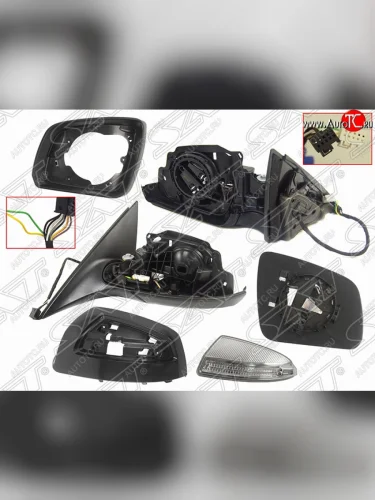 Левое боковое зеркало заднего вида SAT (складное, обогрев, поворот, пр-во Тайвань) Mercedes-Benz C-Class  W204 (2007-2011) дорестайлинг седан