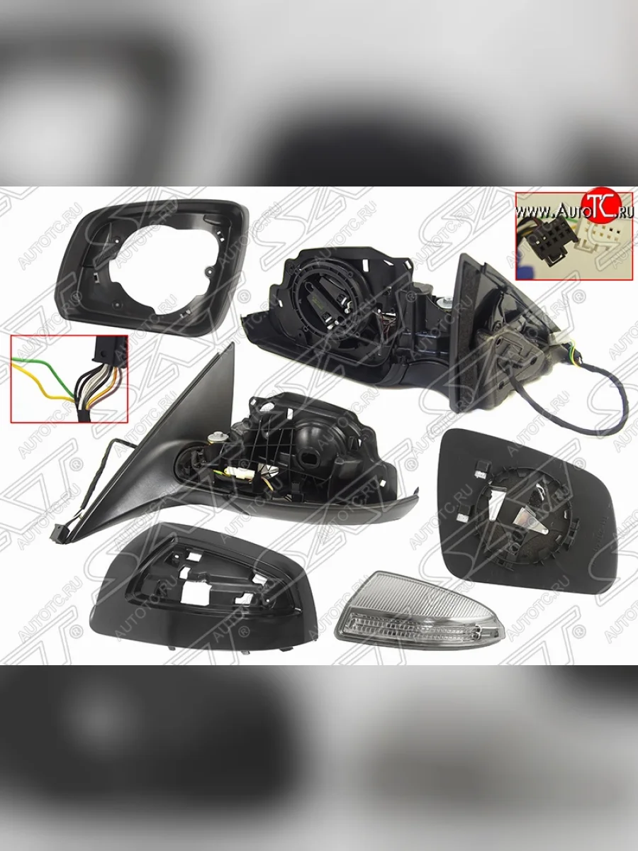 Левое боковое зеркало заднего вида SAT (складное, обогрев, поворот, пр-во Тайвань)  Mercedes-Benz C-Class (2007-2011) W204 (Неокрашенное)  в Самаре Самарской области