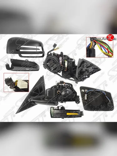 Левое боковое зеркало заднего вида SAT (складное, обогрев, поворот, память, подсветка, 10+10 конт., пр-во Тайвань) Mercedes-Benz S class  5 W221 (2005-2009) седан дорестайлинг