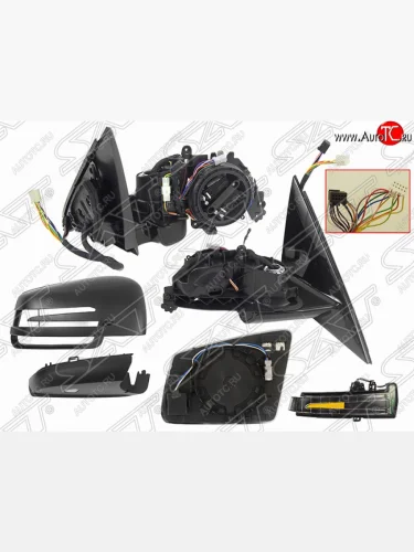 Правое боковое зеркало заднего вида SAT (складное, обогрев, поворот, память, подсветка, мёртвая зона, пр-во Тайвань) Mercedes-Benz E-Class W212 дорестайлинг седан (2009-2012)