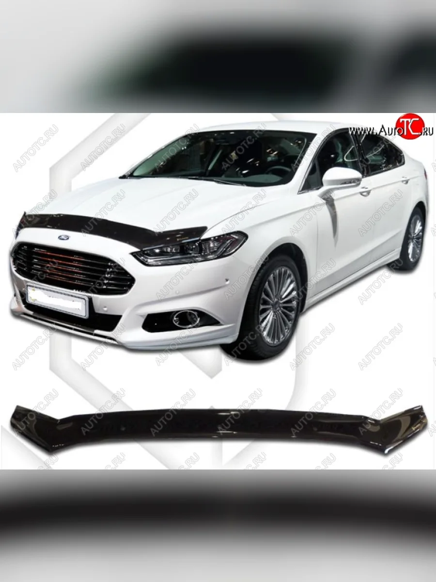 Дефлектор капота CA-Plastiс Ford Mondeo MK5 CD391 дорестайлинг седан (2014-2018) (Classic черный, Без надписи)  в Воронеже Воронежской области