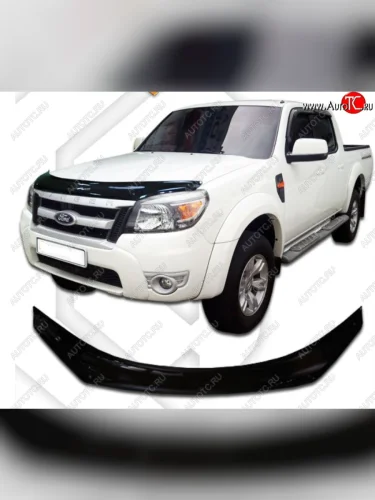 Дефлектор капота CA-Plastiс (Classic черный) Ford Ranger рестайлинг (2009-2011)