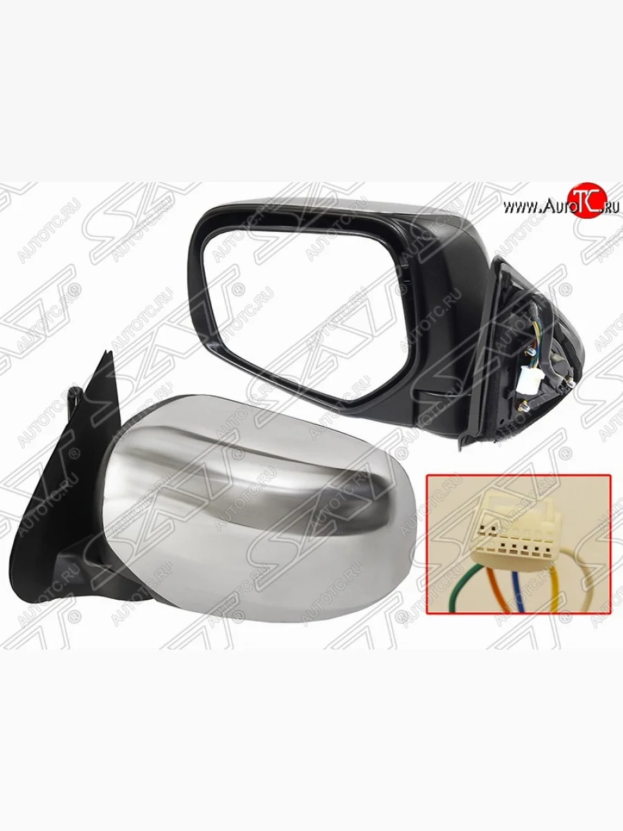 Левое боковое зеркало заднего вида SAT (хром, регулировка, складывание, пр-во Тайвань) Mitsubishi L200 5 KK,KL дорестайлинг (2015-2019) (Неокрашенное)  в Воронеже Воронежской области