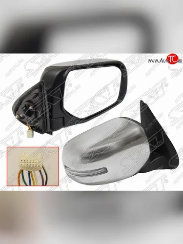 Правое боковое зеркало заднего вида SAT (хром, регулировка, складывание, поворот, пр-во Тайвань) Mitsubishi L200 5 KK,KL дорестайлинг (2015-2019)