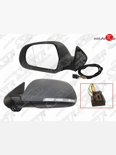 Левое боковое зеркало заднего вида SAT (складное, поворот, обогрев, подсветка, 9 контактов) Skoda Octavia  A5 (2008-2013) лифтбэк рестайлинг, рестайлинг универсал