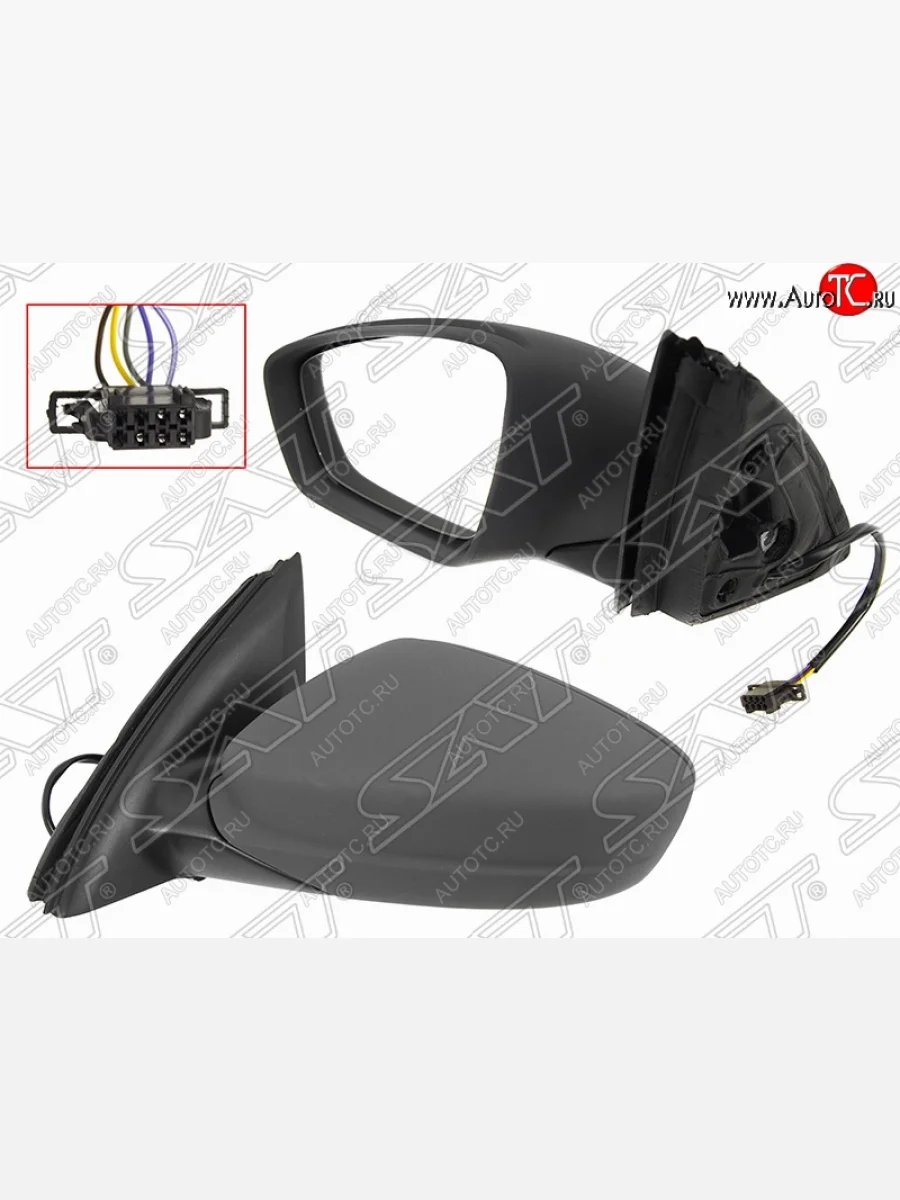 Левое боковое зеркало заднего вида (5 конт./эл. рег-ка/складное) SAT Skoda Rapid NH3 дорестайлинг лифтбэк (2012-2017) (Неокрашенное)  в Керчи Республика Крым
