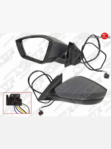 Левое боковое зеркало заднего вида (6 конт./эл. рег-ка/ поворот) SAT Skoda Superb B8 (3V) лифтбэк рестайлинг (2019-2025)