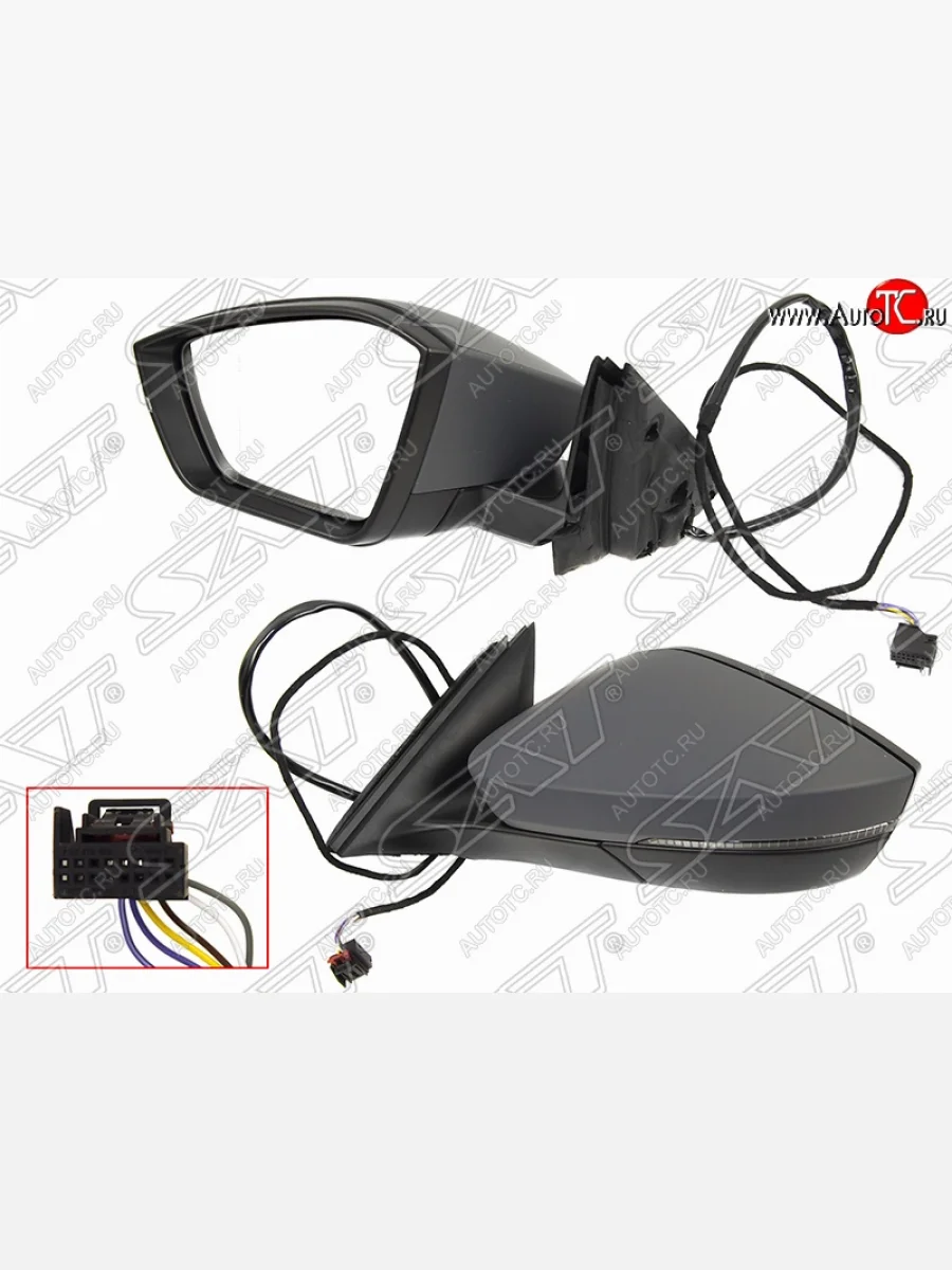 Левое боковое зеркало заднего вида (6 конт./эл. рег-ка/ поворот) SAT Skoda Superb B8 (3V5) универсал дорестайлинг (2015-2019) (Неокрашенное)  в Перми Пермском крае