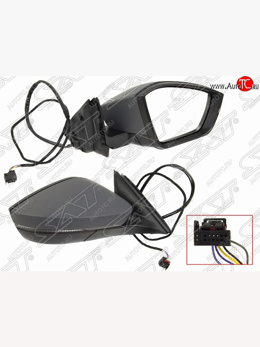 Правое боковое зеркало заднего вида (6 конт./эл. рег-ка/ поворот) SAT Skoda Superb B8 (3V5) универсал дорестайлинг (2015-2019) (Неокрашенное)  в Перми Пермском крае