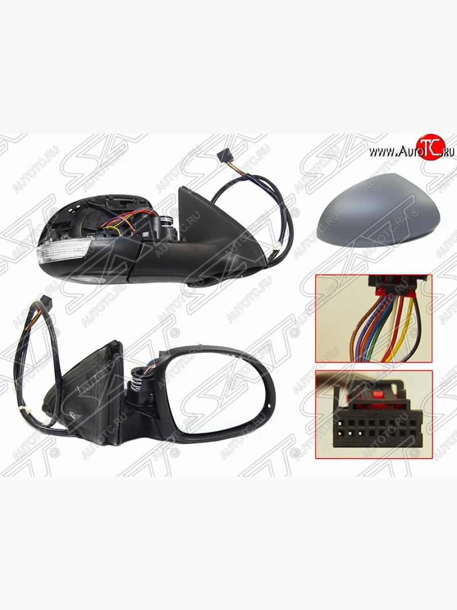 Правое боковое зеркало заднего вида (складное/обогрев/поворот/подсветка/9 конт.) SAT Volkswagen Touran 1T 2-ой рестайлинг минивэн (2010-2015) (Неокрашенное)  в Керчи Республика Крым