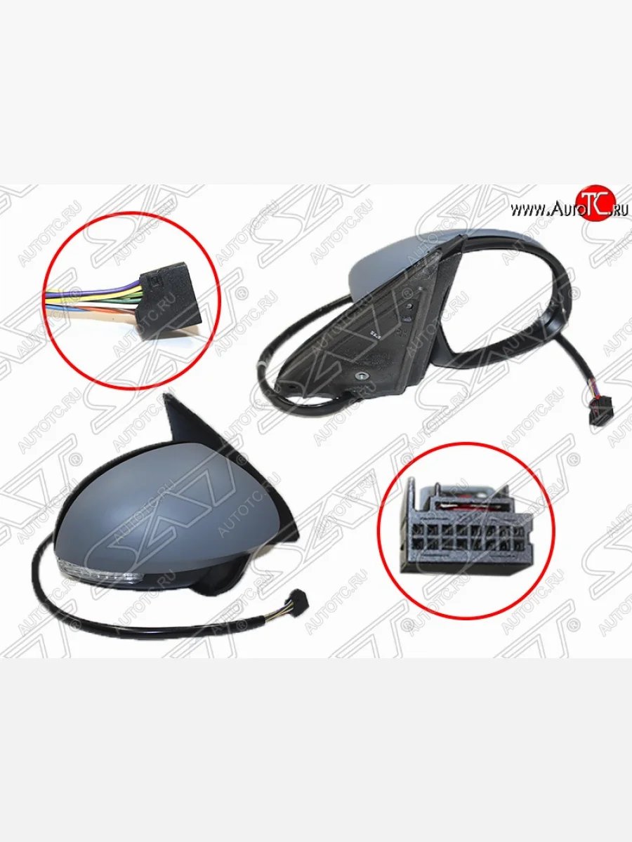 Правое боковое зеркало заднего вида (складное/обогрев/поворот/память/подсветка/13 конт.) SAT Volkswagen Touran 1T 2-ой рестайлинг минивэн (2010-2015) (Неокрашенное)  в Керчи Республика Крым