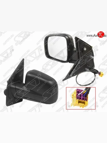 Левое боковое зеркало заднего вида (5 конт./эл. рег-ка/обогрев) SAT Volkswagen Transporter  T5 (2003-2009) дорестайлинг