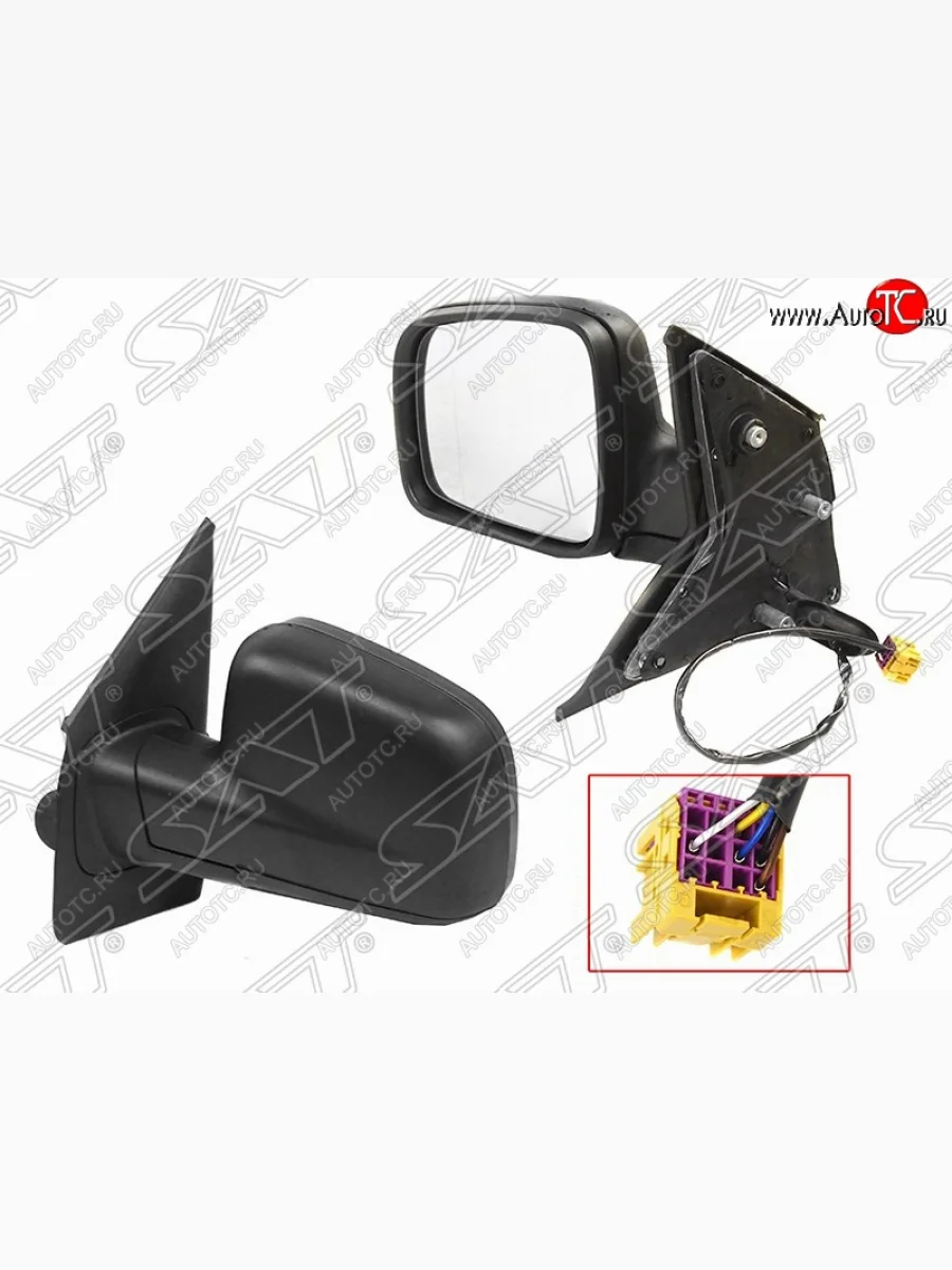 Левое боковое зеркало заднего вида (5 конт./эл. рег-ка/обогрев) SAT Volkswagen Transporter T5 дорестайлинг (2003-2009) (Неокрашенное)  в Перми Пермском крае