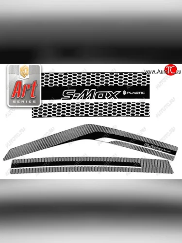 Дефлектора окон CA-Plastic (Серия Art черная) Ford S-Max 1 рестайлинг (2010-2015)