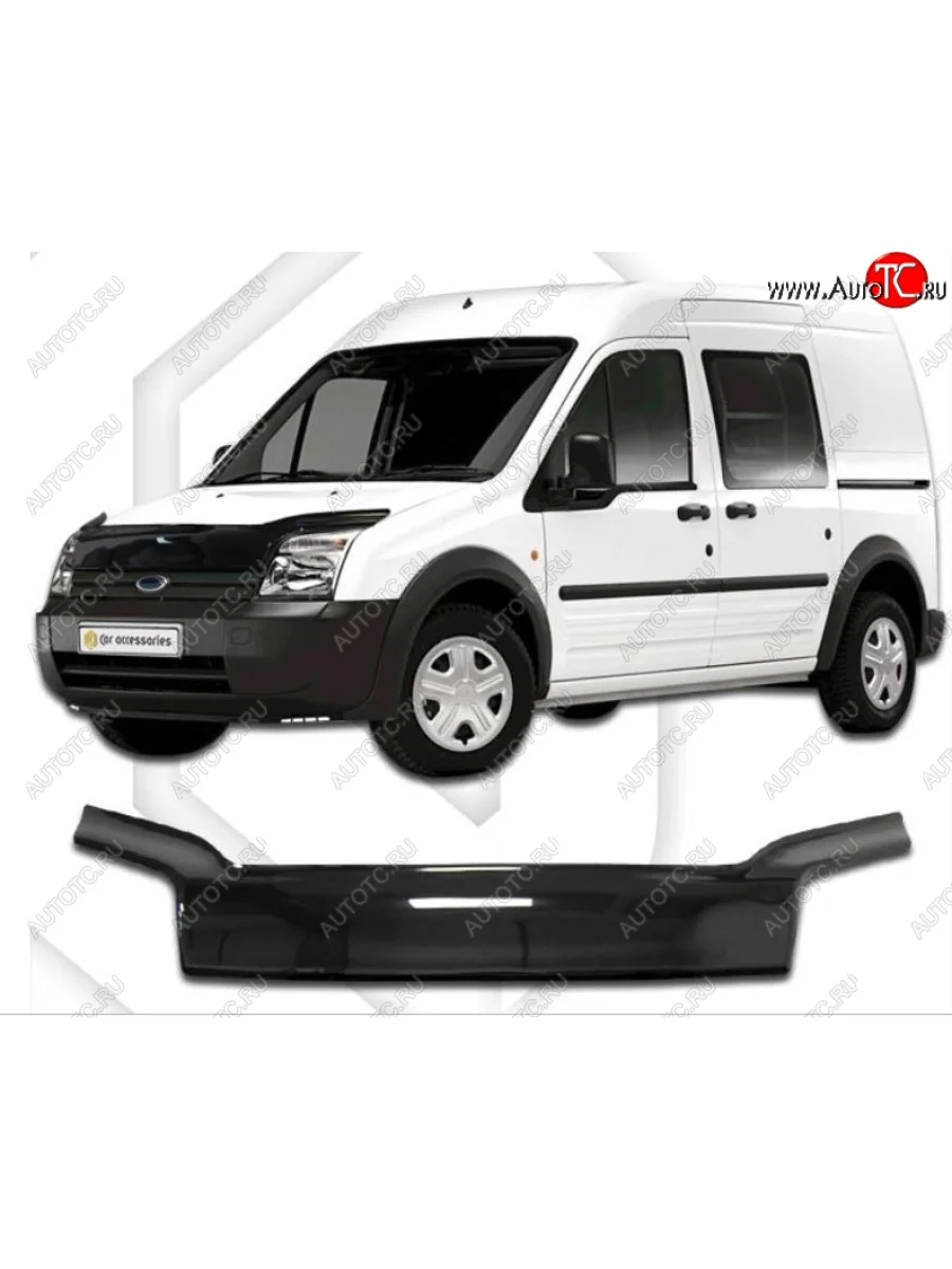 Дефлектор капота CA-Plastiс exclusive Ford Tourneo Connect 1 2-ой рестайлинг (2009-2013) (Classic черный, Без надписи)  с доставкой в г. Керчь