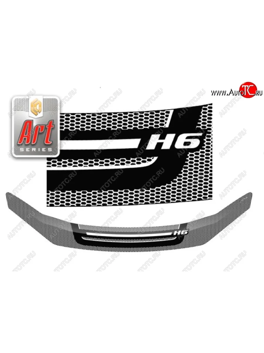 Дефлектор капота CA-Plastiс Haval H6 дорестайлинг (2016-2019) (Шелкография Серия Art черная)  в Перми Пермском крае