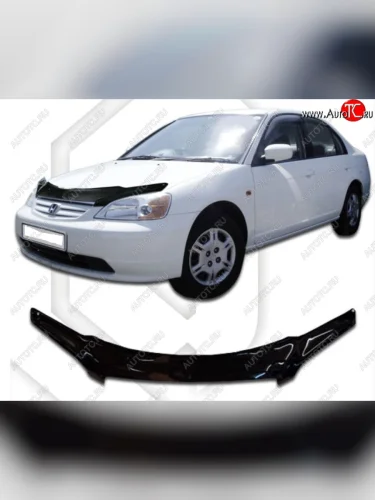 Дефлектор капота SD (EN2, ES9) CA-Plastiс (Classic черный) Honda Civic  ES (2000-2003) седан дорестайлинг