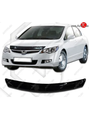 Дефлектор капота CA-Plastiс (Classic черный) Honda Civic FD седан дорестайлинг (2005-2008)