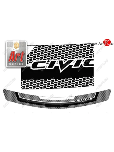 Дефлектор капота CA-Plastiс (Серия Art белая) Honda Civic FD седан дорестайлинг (2005-2008)