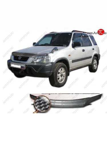 Дефлектор капота CA-Plastiс (Шелкография карбон-серебро) Honda CR-V RD1,RD2,RD3  дорестайлинг (1995-1998)
