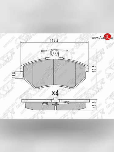 Колодки тормозные (передние) SAT Audi A6 C5 дорестайлинг, седан (1997-2001)