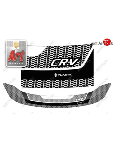 Дефлектор капота CA-Plastiс (Серия Art белая) Honda CR-V RE1,RE2,RE3,RE4,RE5,RE7 рестайлинг (2009-2012)