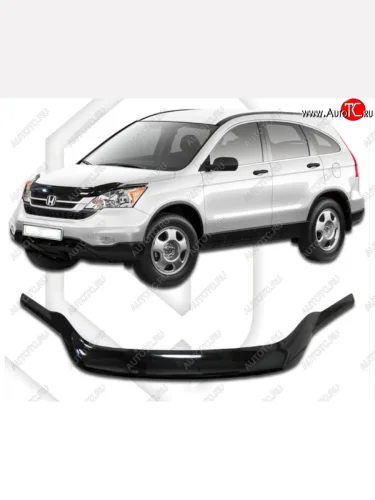 Дефлектор капота CA-Plastiс exclusive (Classic черный) Honda CR-V RE1,RE2,RE3,RE4,RE5,RE7 рестайлинг (2009-2012)