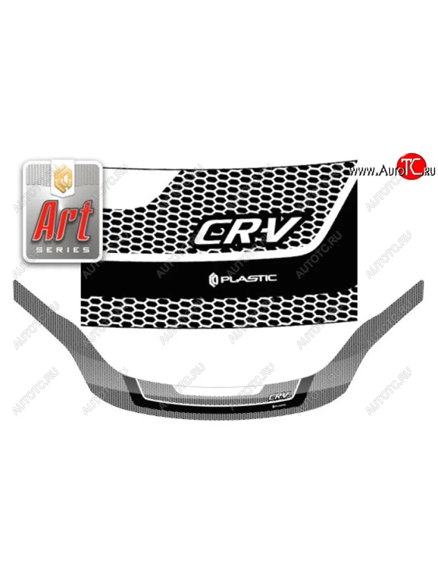 Дефлектор капота CA-Plastiс exclusive Honda CR-V RE1,RE2,RE3,RE4,RE5,RE7 рестайлинг (2009-2012) (Серия Art белая)  в Самаре Самарской области