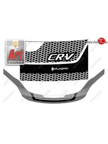 Дефлектор капота CA-Plastiс exclusive (Серия Art серебро) Honda CR-V RE1,RE2,RE3,RE4,RE5,RE7 рестайлинг (2009-2012)