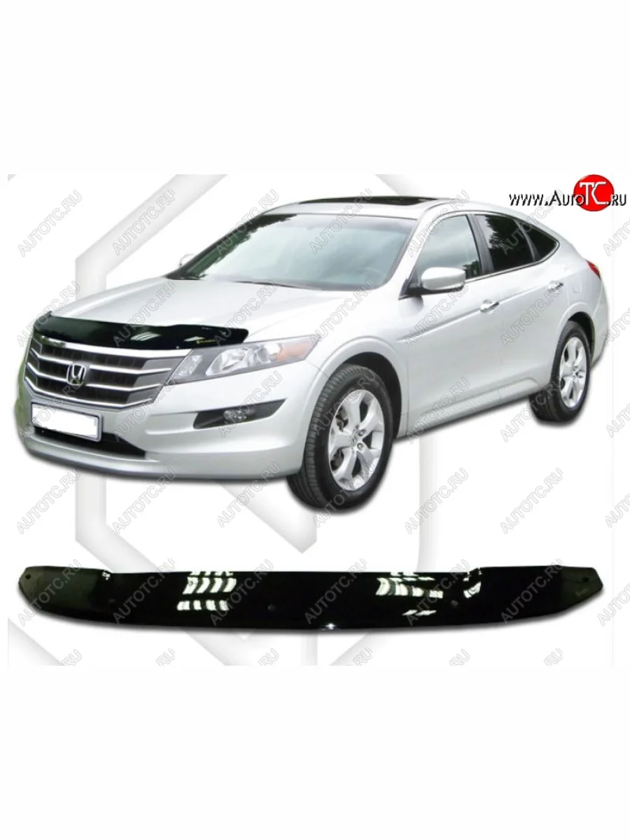 Дефлектор капота CA-Plastiс Honda Crosstour 1 TF дорестайлинг (2009-2013) (Classic черный, Без надписи)  в Керчи Республика Крым
