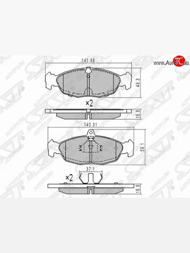 Комплект передних тормозных колодок SAT Daewoo Lanos T150 хэтчбэк 5 дв. рестайлинг (2002-2008)